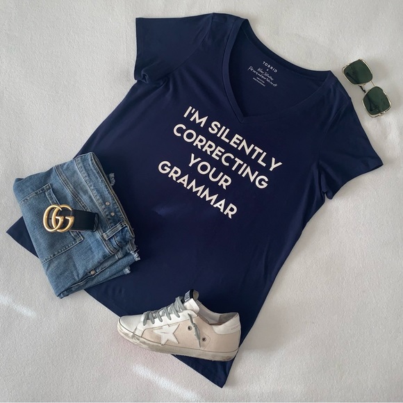 TORRID Tee, Navy, “I’m Silently Correcting Your Grammar” Funny Tee, Size 0X, EUC - Picture 8 of 14